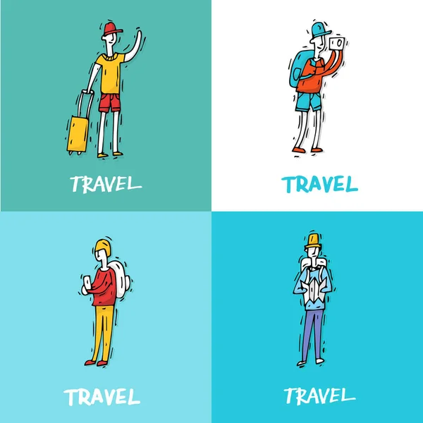 Travelling and having rest Characters — Stock Vector