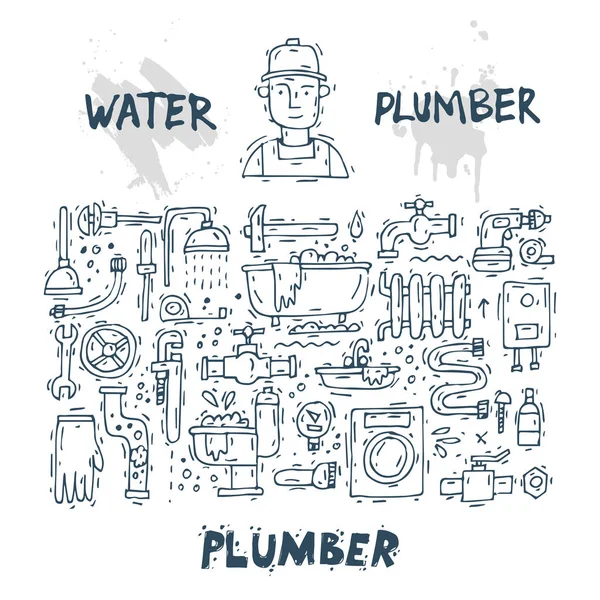 Сантехнічні інструменти та аксесуари — стоковий вектор
