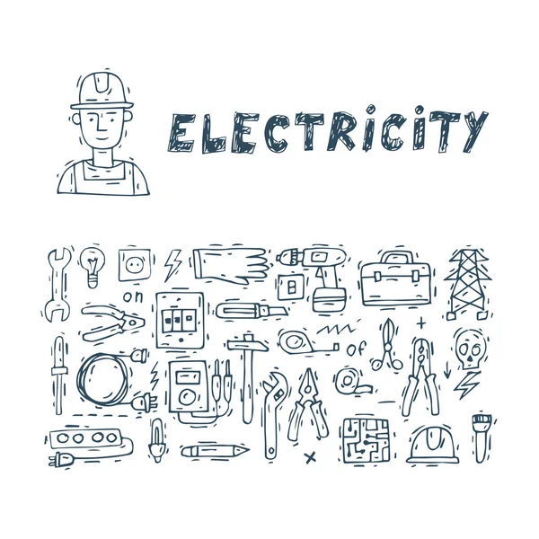 Eletricista Equipamentos e ferramentas — Vetor de Stock
