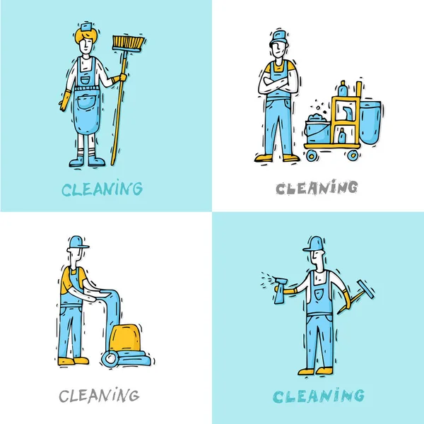 清洁服务海报 图库插图