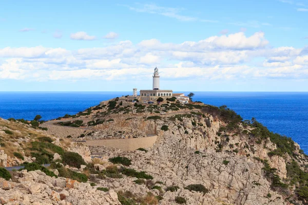 Cap de Formentor világítótorony panoráma és a Földközi-tenger, Mallorca, Spanyolország — Stock Fotó