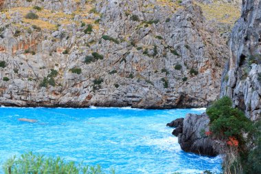 Platja de Torrent de Pareis, Mayorka, İspanya 'da Akdeniz