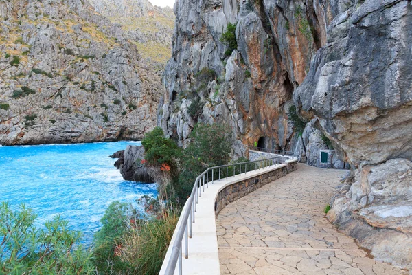 Patika beach sel de Pareis ve Akdeniz, Majorca, İspanya — Stok fotoğraf