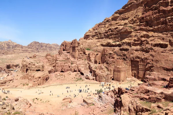 Panorama da antiga cidade de Petra, na Jordânia — Fotografia de Stock
