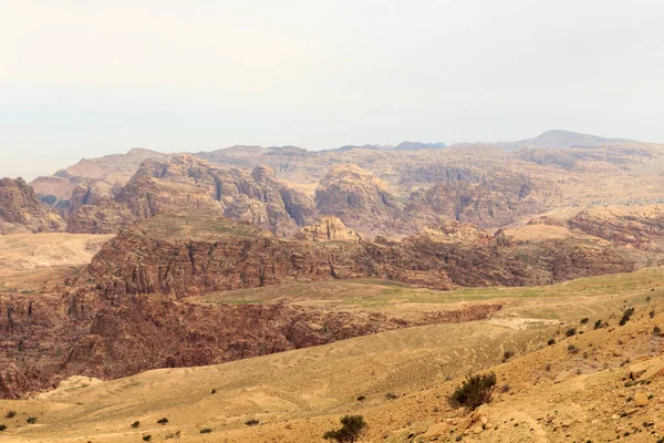 Arabah valley desert panorama with mountains in Jordan — стокове фото