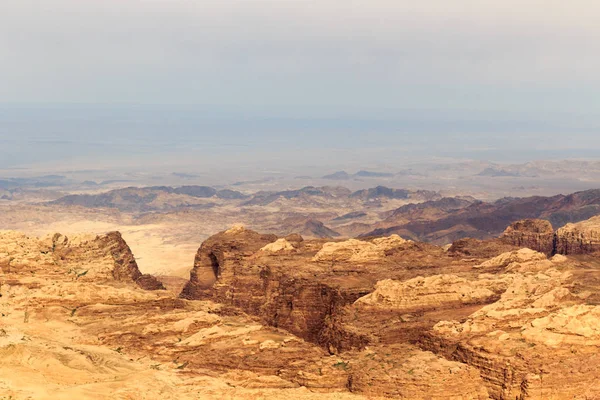 Arabah valley desert panorama with mountains in Jordan — стокове фото