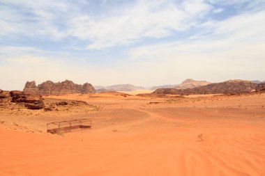 Wadi Rum desert panorama with dunes, mountains and sand, Jordan
