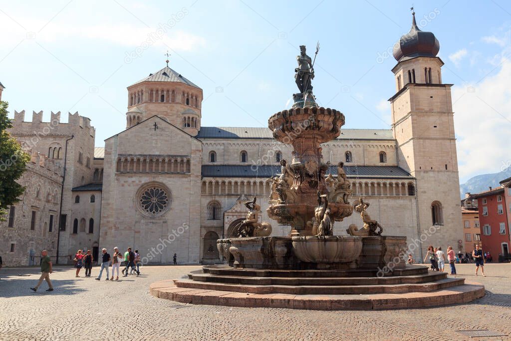 Church Trento Cathedral and Fountain of Neptune, Italy