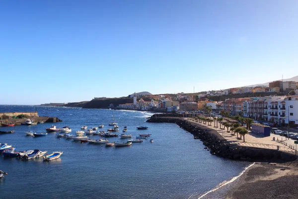 Kustlinje Och Hamnen Staden Candelaria Panorama Med Atlanten Kanarieöarna Teneriffa — Stockfoto