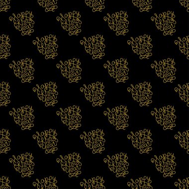 Altın Happy New Year dekor seamless modeli