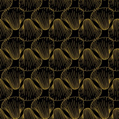 Altın kroki seashell desen. 