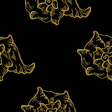 Altın kroki seashell desen. 