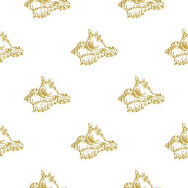 Altın kroki seashell desen. 