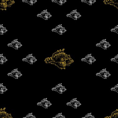 Altın kroki seashell desen. 