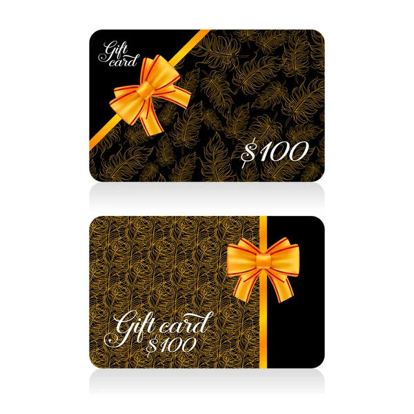 Carte regalo con decorazioni dorate — Vettoriale Stock