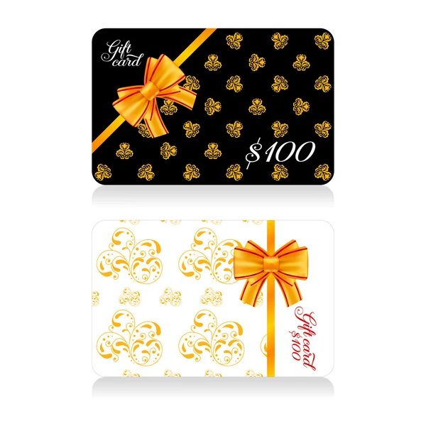 黄金の装飾が施されたギフト カード — ストックベクタ