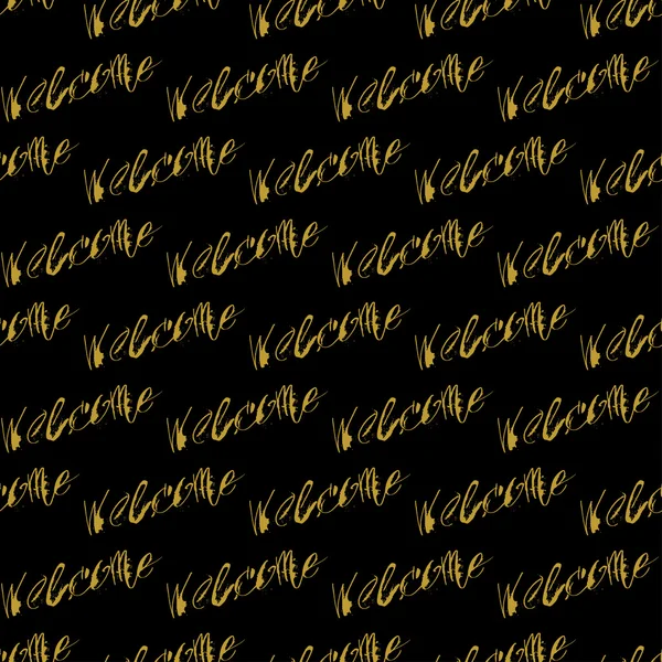 Decoración de letras de mano dorada patrón sin costuras — Vector de stock