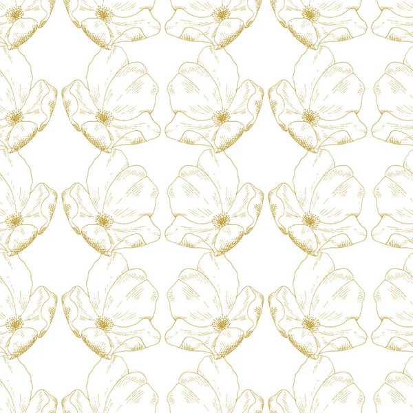 Golden sketch briar decor seamless pattern — Stock Vector