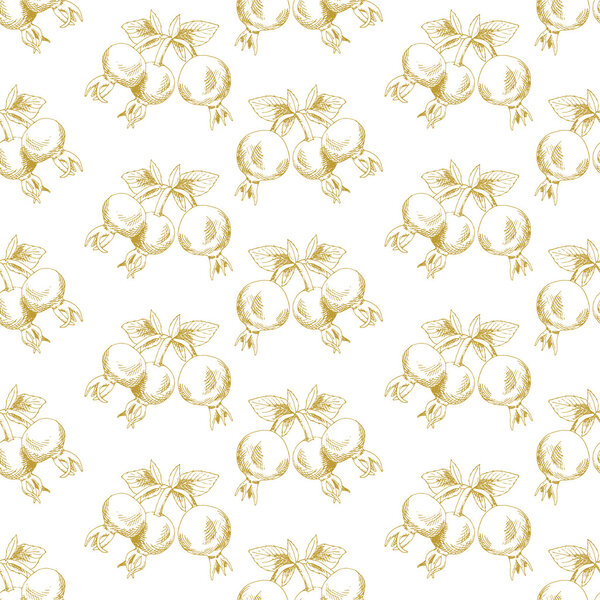 Golden sketch briar decor seamless pattern