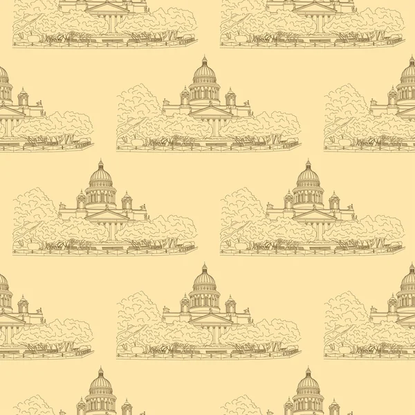 St. Isaac's Cathedral sketching seamless pattern — Stock Vector