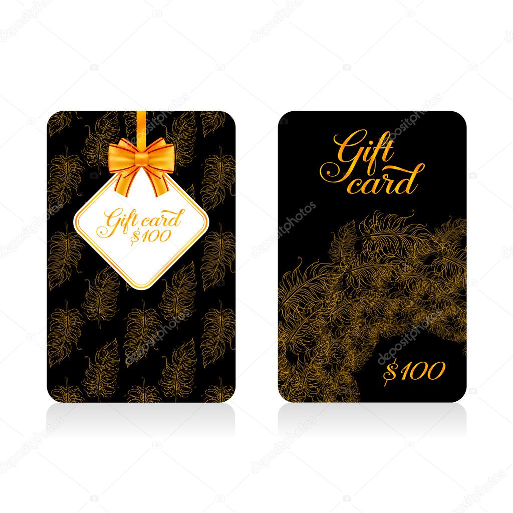 gift cards with golden decor
