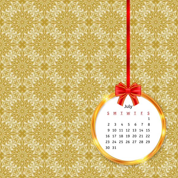 Calendar 2017 in golden circle frame — Stock Vector