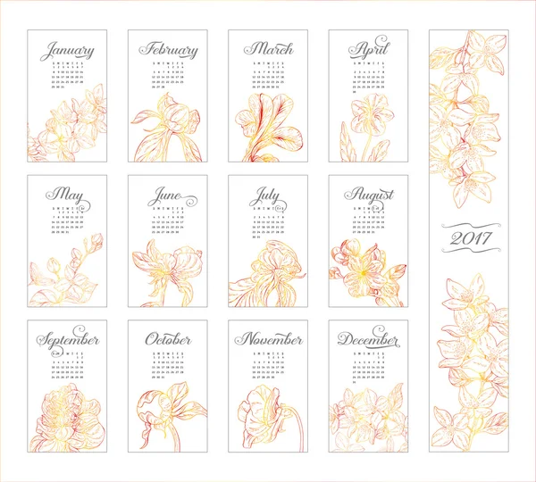 Takvim 2017. Çiçek bitki, şube 