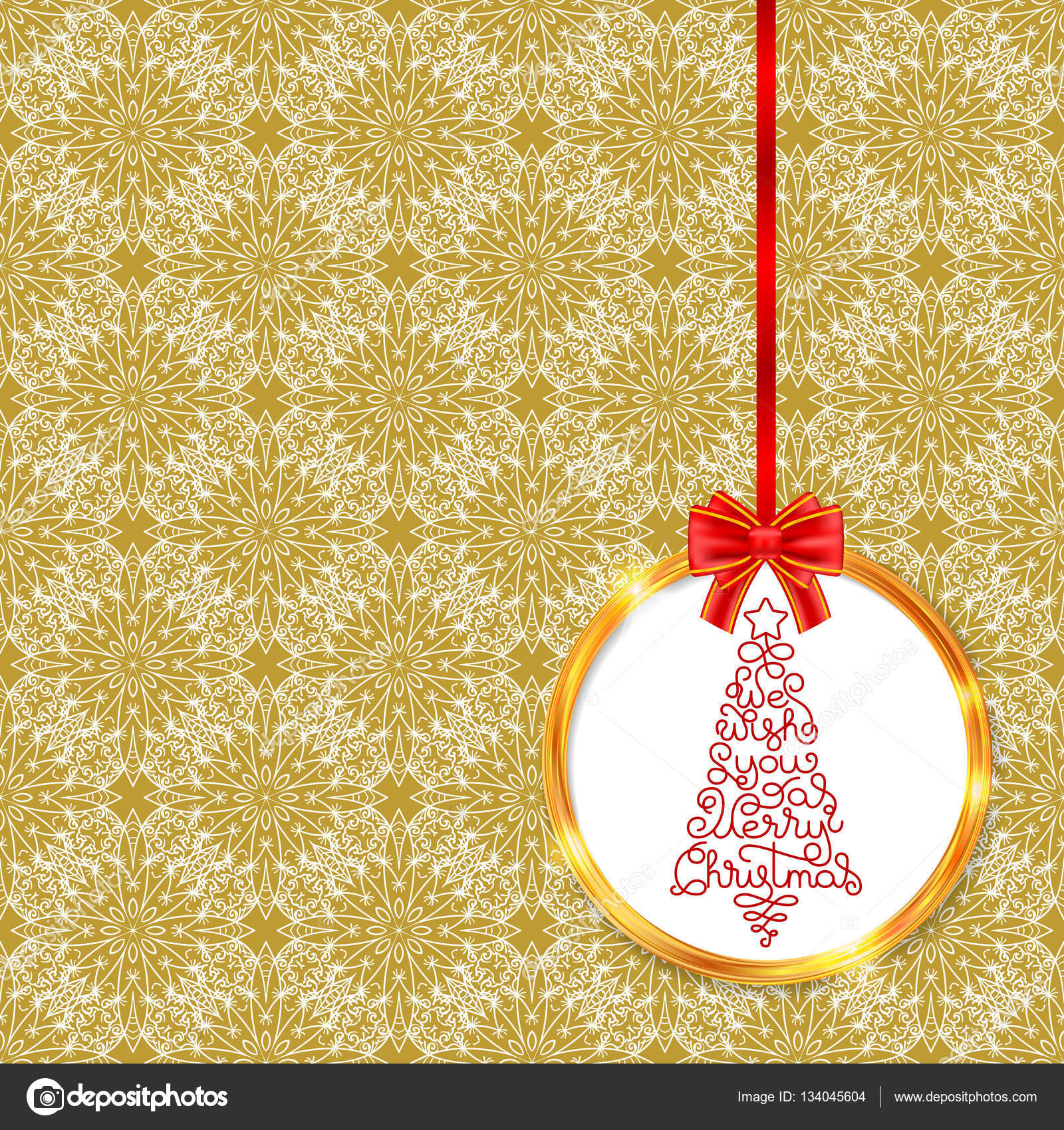 Christmas tree in golden circle — Stock Vector
