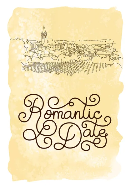 Carte cadeau de vacances avec lettrage à la main Romantique Date et Italie sk — Image vectorielle