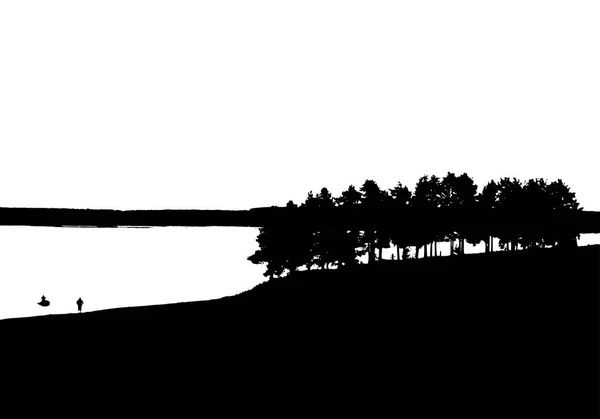 Μαύρο δάσος σιλουέτα. Απομονωμένα σε λευκό φόντο — Διανυσματικό Αρχείο