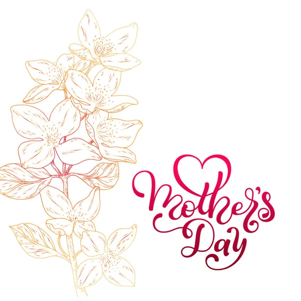 Holiday δώρο κάρτα με το χέρι γράμματα την ημέρα της μητέρας και τα λουλούδια. Πρότυπο για ένα banner, αφίσα, φέιγ βολάν, πρόσκληση — Διανυσματικό Αρχείο
