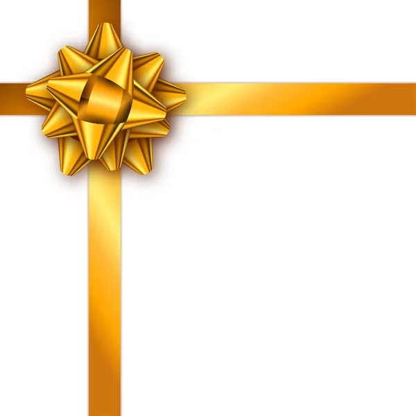 Tarjeta de regalo navideña con cinta dorada y lazo. Plantilla para una tarjeta de visita, banner, póster, volante, cuaderno, invitación — Archivo Imágenes Vectoriales