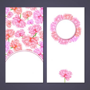 Pembe suluboya Şakayık. Botanik sanat. Bir iş ca için şablon