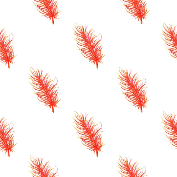 水彩羽抽象的なシームレス パターン — ストック写真