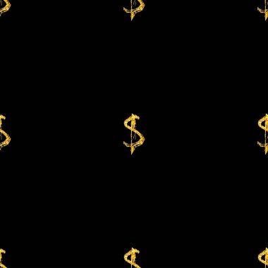 Altın dolar Dikişsiz desen arka plan. Bir kartvizit, afiş, poster, defter, modern elle çizilmiş grunge hat ile davet için şablon