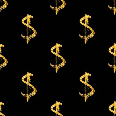 Altın dolar Dikişsiz desen arka plan. Bir kartvizit, afiş, poster, defter, modern elle çizilmiş grunge hat ile davet için şablon