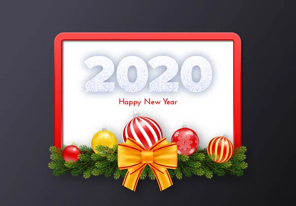 Dárkový poukaz. Šťastný Nový rok2020. Sněhová čísla — Stockový vektor