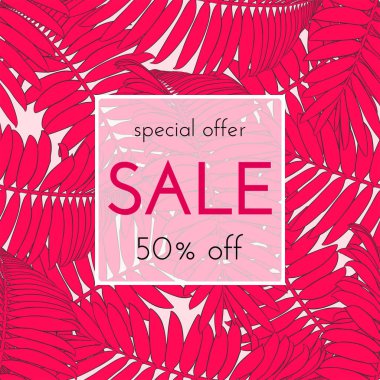 Çiçek kartı satışı. El falı mürekkebi skeci. Pankart, alışveriş, indirim ve davetiye için moda baskısı. Vektör