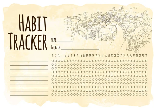 Gewohnheitstracker. Stadtskizze. Linienkunst Silhouette. Reisekarte. Tourismuskonzept. Luxemburg. Skizzenstil-Vektor — Stockvektor