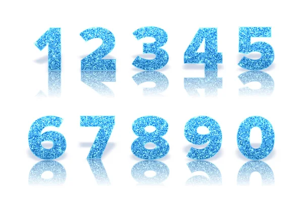 Numéros Bleus Avec Réflexion Ombre Dans Style Royal Isolé Sur — Image vectorielle