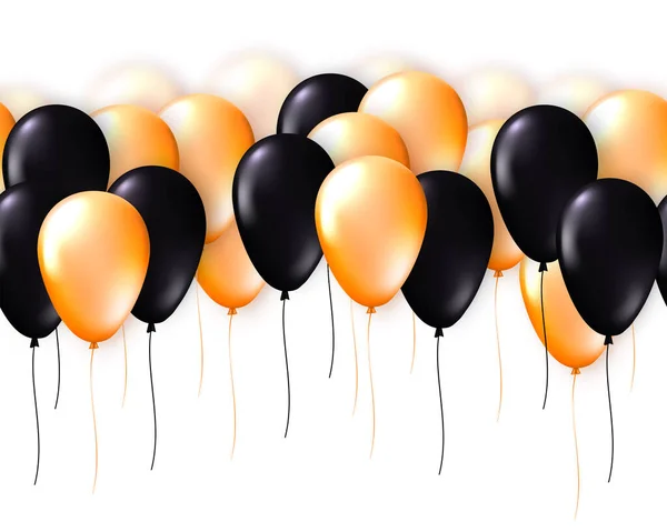 Bordure Sans Couture Ballons Noirs Orange Mai Modèle Jour Victoire — Image vectorielle
