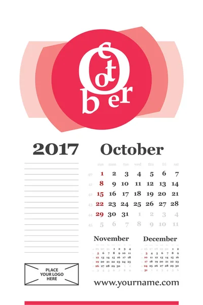 创意日历 10 月 2017 与字母组成 — 图库矢量图片