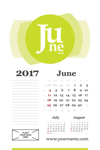 创意日历 2017 年 6 月组成的字母 — 图库矢量图片