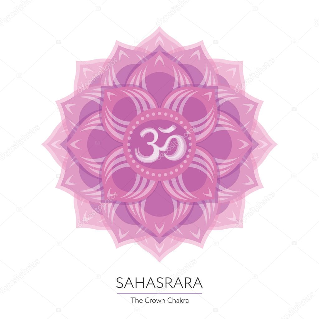 Sahasrara. Chakra vector isolated multicolored icon - for yoga studio, banner, poster. Editable concept.