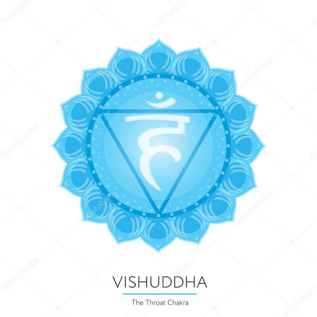 Vishuddha. Chakra vector isolated multicolored icon - for yoga studio, banner, poster. Editable concept.