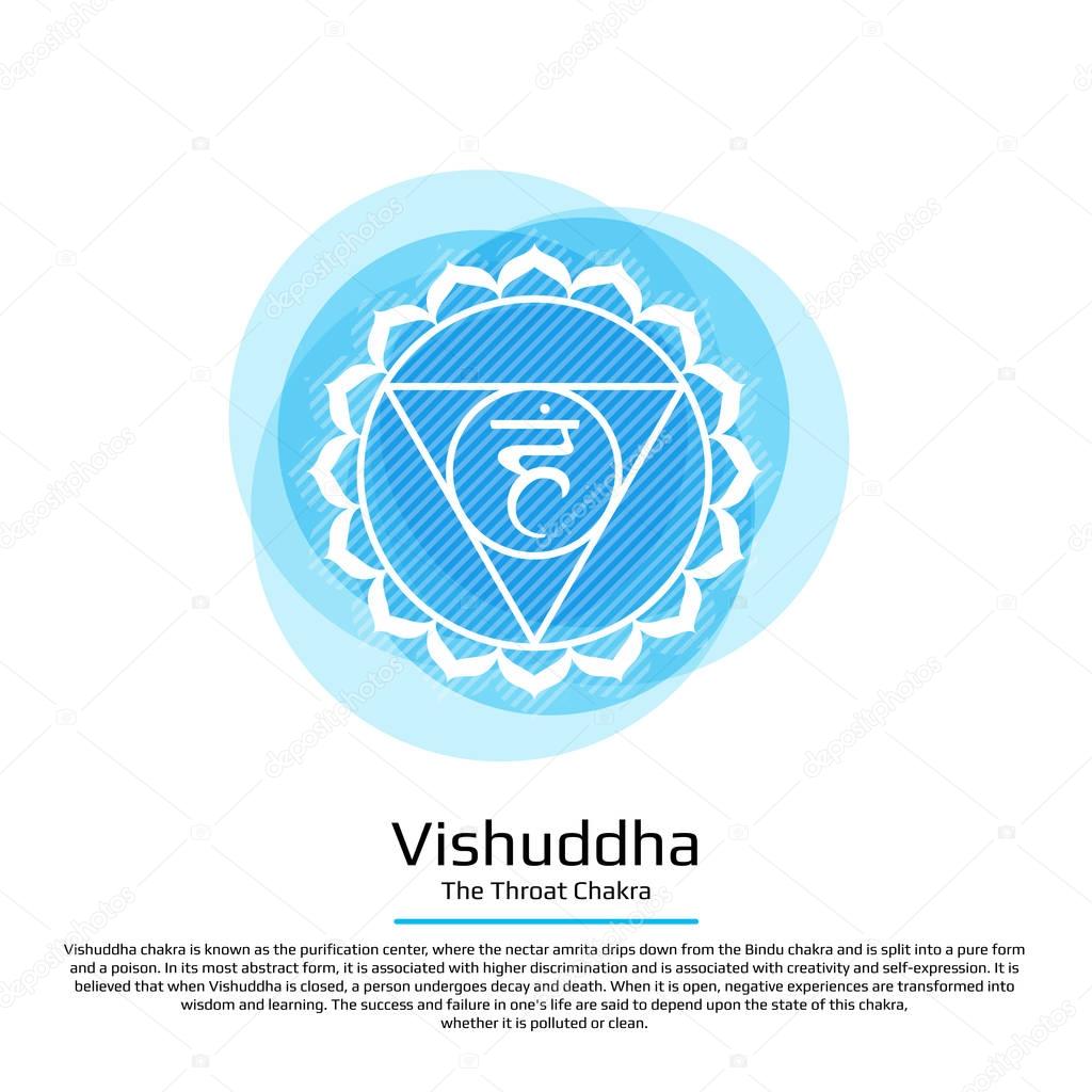 Vishuddha. Chakra vector isolated multicolored icon - for yoga studio, banner, poster. Editable concept.