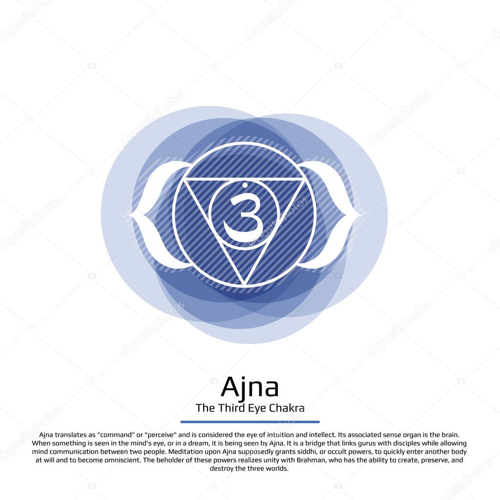 Ajna. Chakra vector isolated multicolored icon - for yoga studio, banner, poster. Editable concept.