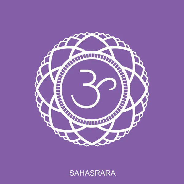 Sahasrara. Chakra vector aislado icono plano minimalista - para estudio de yoga, bandera, cartel, símbolo utilizado en el hinduismo, budismo y ayurveda. Concepto editable . — Archivo Imágenes Vectoriales