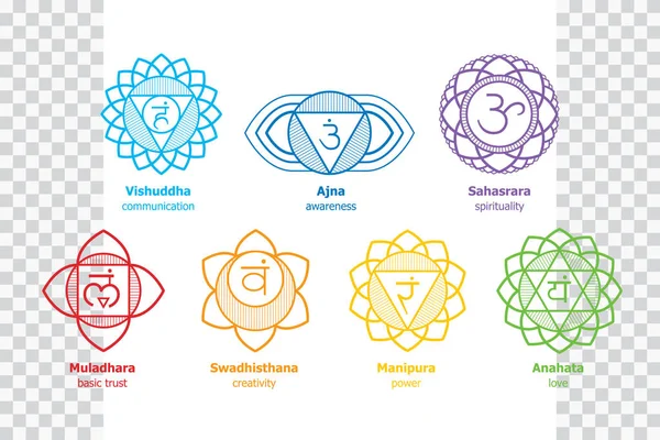 İnsan vücudu - kullanılan Hinduizm, Budizm, Ayurveda çakralar sistem. İçini kaplamak sanat yorum. Tasarımı için yoga ile ilgili. Vektör Sahasrara, Ajna, Vishuddha, Anahata, Manipura, Swadhisthana, Muladhara