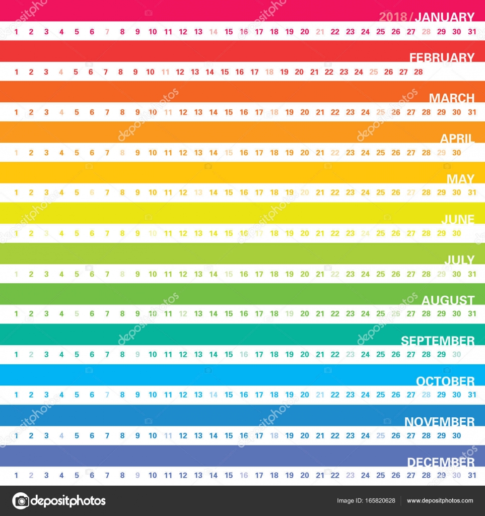 horizontal calendar 2018